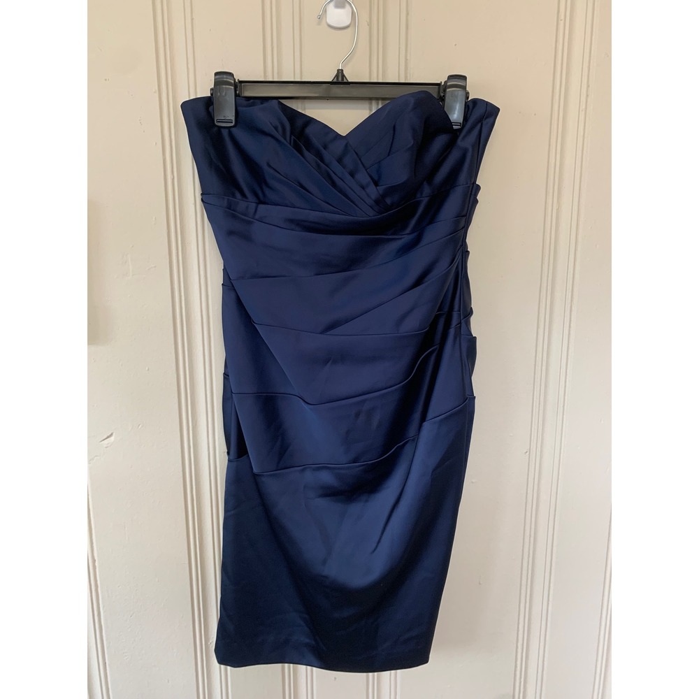 Davids Bridal Navy Blue Strapless Sweetheart Cocktail Party‎ Dress Size 8